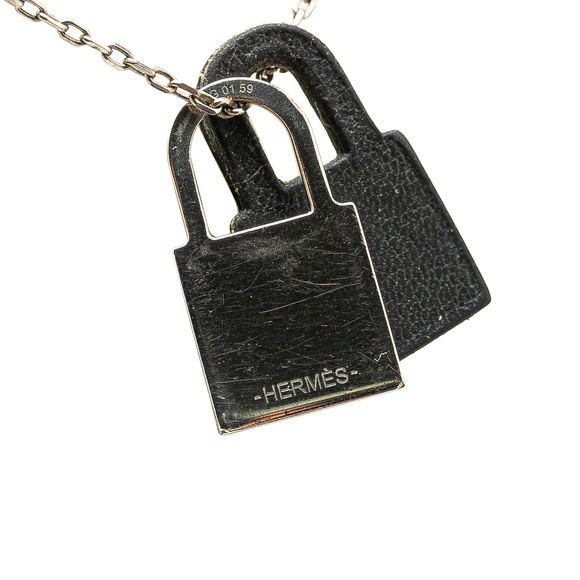 Pre-Loved Hermes Palladium Plated and Swift O Kelly Pendant Necklace - Picture 3 of 5